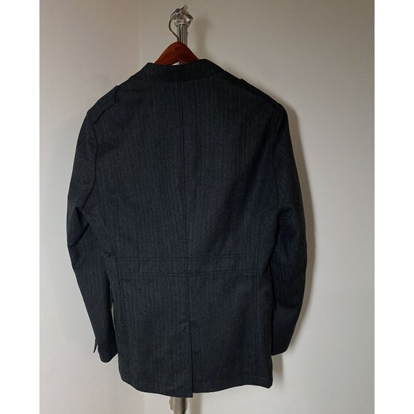 Hugo Boss $450 Mens Herringbone Charcoal Gray Wool Military Style‎ Jacket Sz 38R - Picture 5 of 10